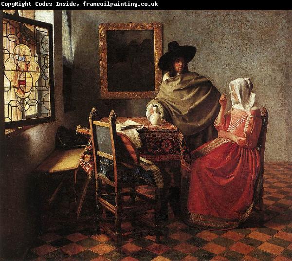 Jan Vermeer Lady Drinking and a Gentleman